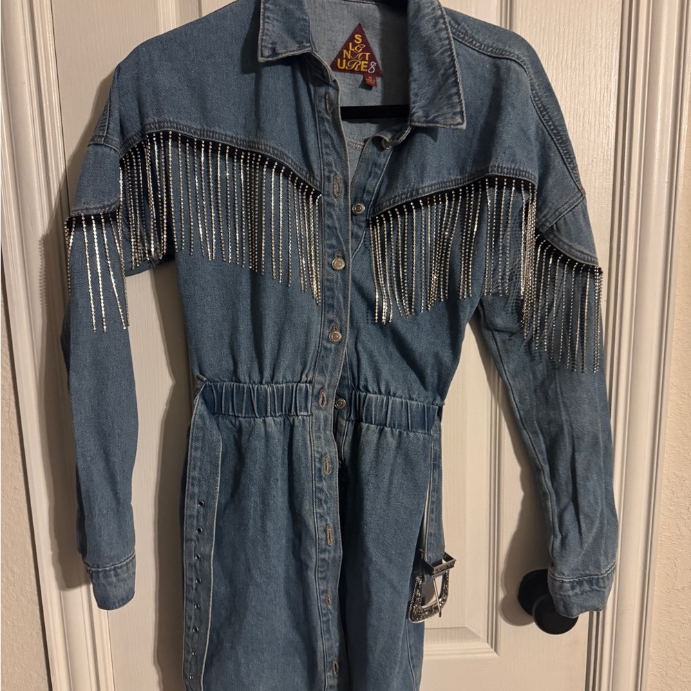 Signature Blue Denim fringe dress